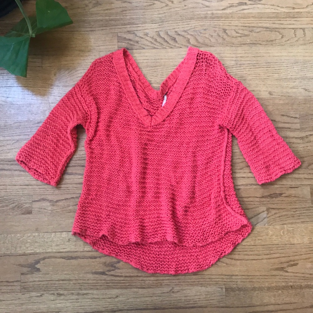 🦊Orange Off-Shoulder Cable Knit Sweater 🦊